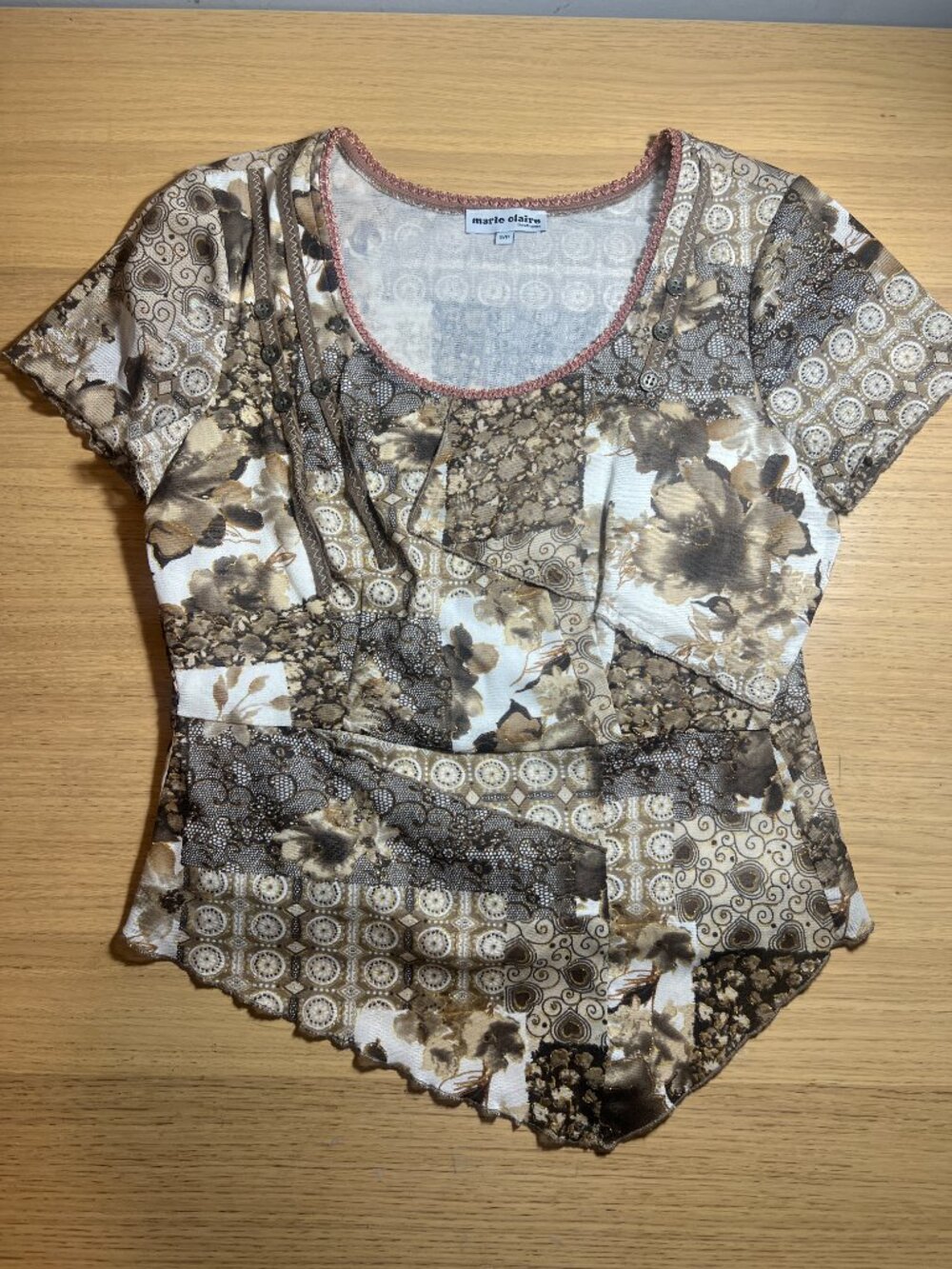 Marie Claire Boutique Mixed Print Floral Top — Size S/P